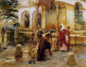 People at the fountain